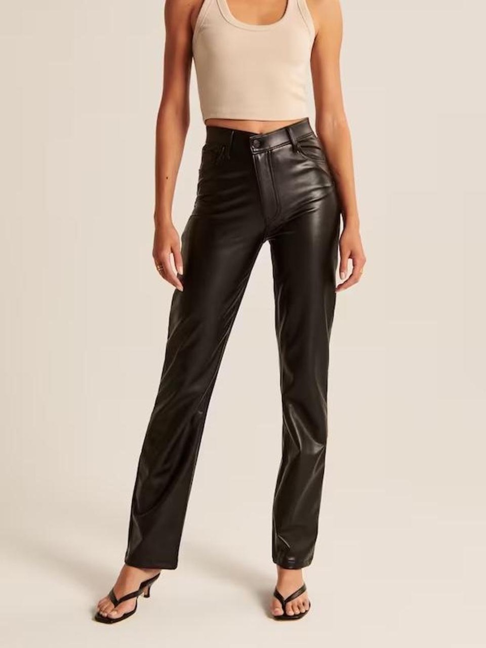 Abercrombie & Fitch High Rise 90s Vegan Leather Crossover Pant